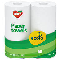 Бумажные полотенца Ecolo 2-х слойные, 2 рулона белые