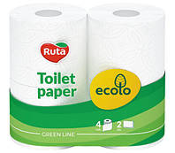 Туалетная бумага Ecolo 2-х слойная, 4 рулона белая (150 отрыва в рулоне)