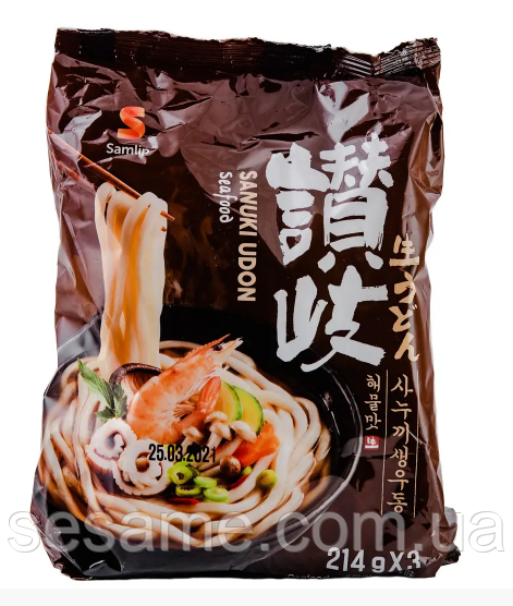 Лапша свежая Удон c морепродуктами Udon Seafood SAMLIP 642г - фото 1 - id-p1607654211