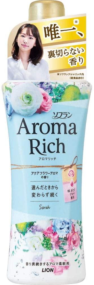Lion Soflan Aroma Rich Sara парфумований кондиціонер для білизни аромат водних квітів, 520 мл