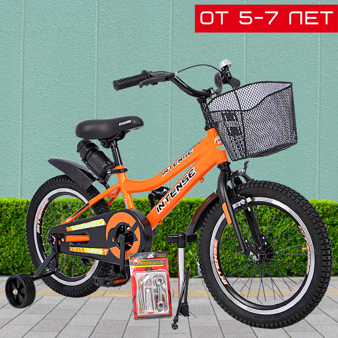 Дитячий Двоколісний Велосипед 16 дюймів від 5 - 7 років з Додатковими Боковими Колесами 2+2 INTENSE 16 N-200