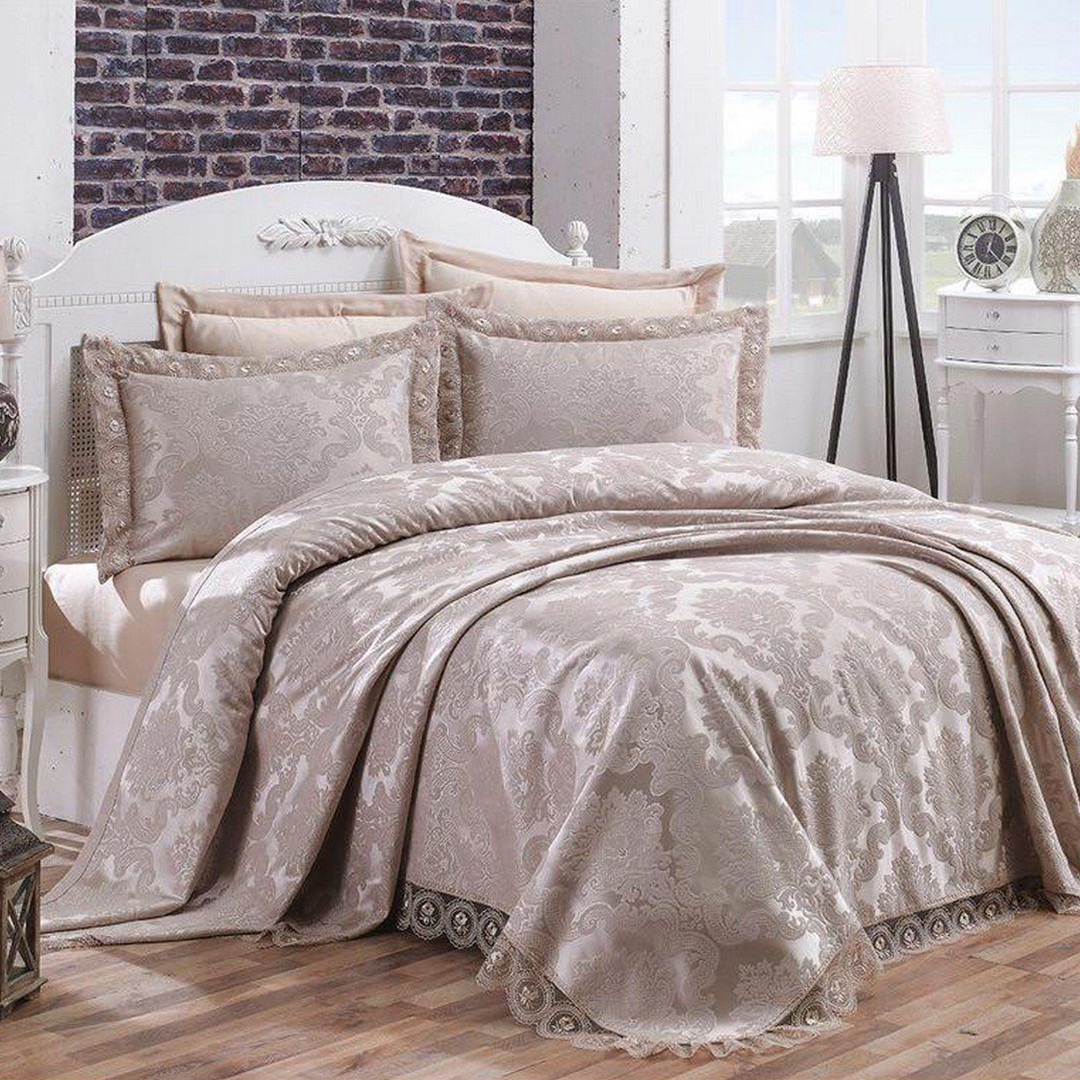 Покривало жакардове з куживом Gardines Diana Bej 240*250