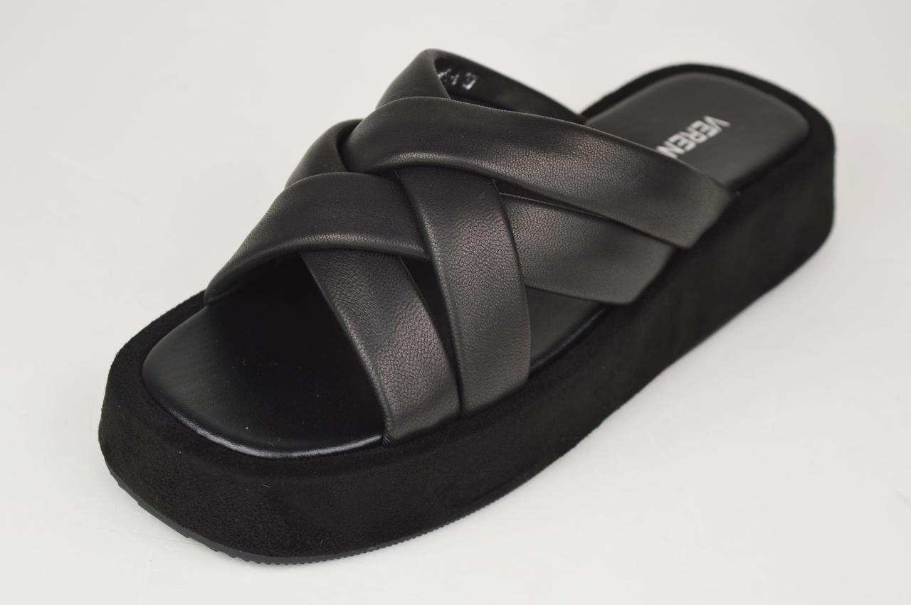 Шлепанцы на платформе Verendina 28491 36 Черный кожа/замша