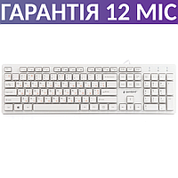 Клавиатура для компьютера Gembird KB-MCH-03-W-UA, белая, USB, проводная, компактная, тихая