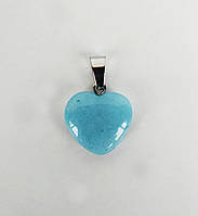 Кулон сердечко, натуральный камень голубой агат