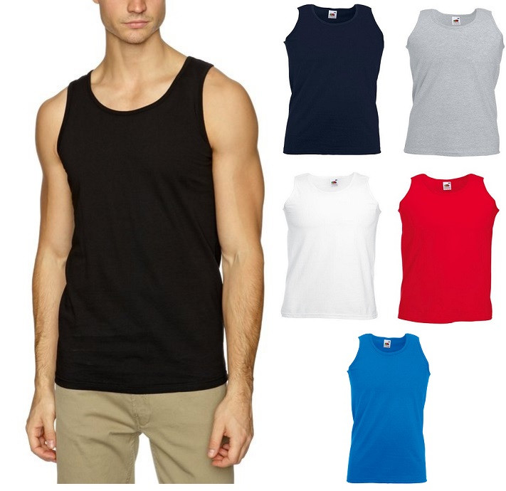 Чоловіча майка з бавовни Fruit of the loom athletic vest на літо однотонна