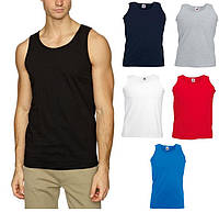 Мужская майка из хлопка Fruit of the loom athletic vest на лето однотонная