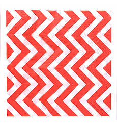 Серветки паперові "Зігзаг", 20 шт., розмір - 33х33 см, Польща, колір - червоний з білим