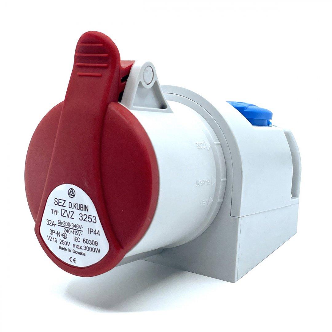 Розетка настінна комбінована IZVZ 3253, IP44 (32A, 400V/230V, 3P+N+PE/2P) SEZ