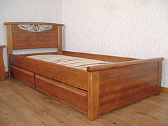 Ліжко односпальне дерев'яне з масиву натурального дерева "Фантазія" від виробника, фото 3