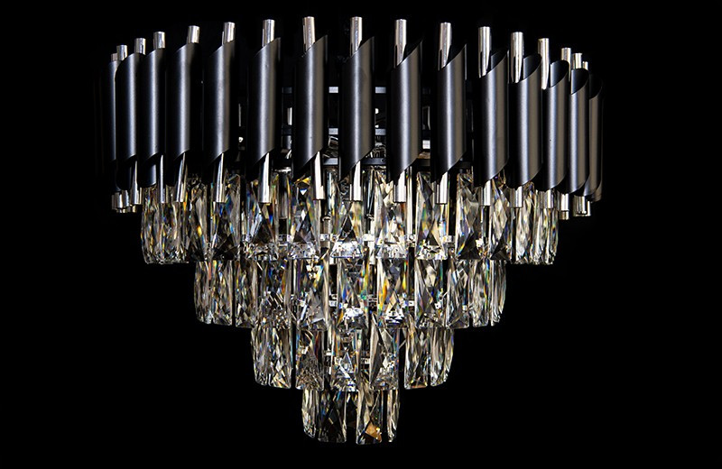 Сучасна кришталева люстра 8032/400R BK+CH, фото 1