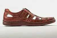 Мужские кожаные летние коричневые туфли Comfort Leather