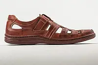 Чоловічі шкіряні літні коричневі туфлі Comfort Leather