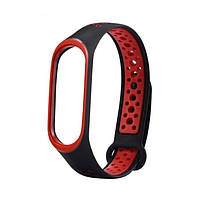 Силиконовый ремешок для фитнес браслета Xiaomi Mi Band 3 4 Black-Red Sport Красно Черный Спортивный