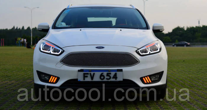 Передние тюнинг фары Ford Focus 3 рестайлинг 2015-2018 г.в. Форд Фокус ...