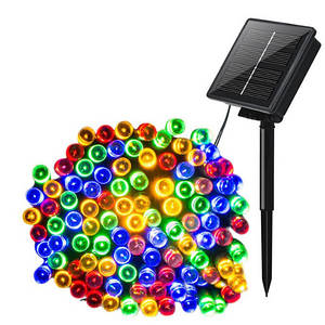 Садовий ліхтар гірлянда 22м 200LED на сонячній батареї, кольоровий