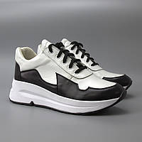 Кроссовки кожаные белые черные Женская обувь 40-45 размеров Rosso Avangard Shark White&Black BS