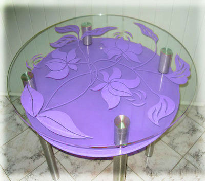 Скляний журнальний столик із квітами S54