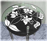Скляний журнальний столик із квітами S54, фото 2