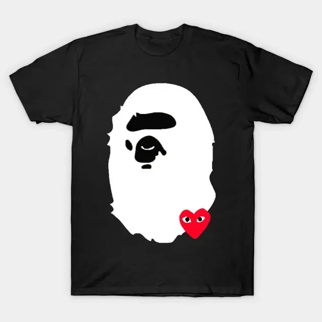 Футболка CDG Play & BAPE чорна, унісекс (чоловіча,жіноча,дитяча)