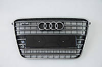 Решетка радиатора Audi A8 2010-2014год Черная с хромом (в стиле W12)
