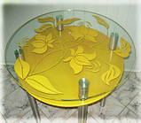Скляний журнальний столик із квітами S54, фото 5