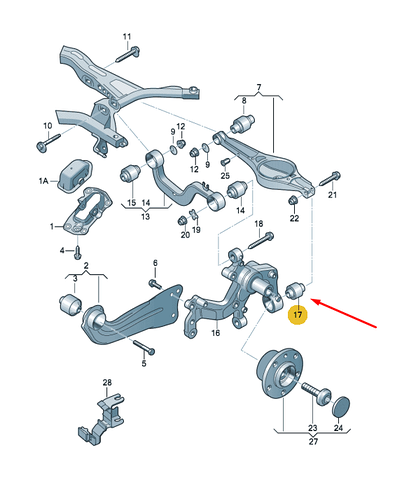 Сайлентблок заднего рычага внешний Skoda Octavia A5 1Z