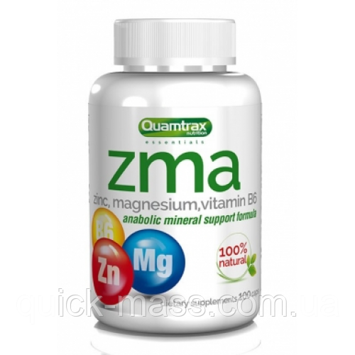 Вітаміни комплекс цинк, магній В6 Quamtrax ZMA — 100 капс, фото 1