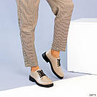 Бежеві шкіряні туфлі зі шнурком, фото 4