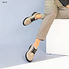 Бежеві шкіряні туфлі зі шнурком, фото 8