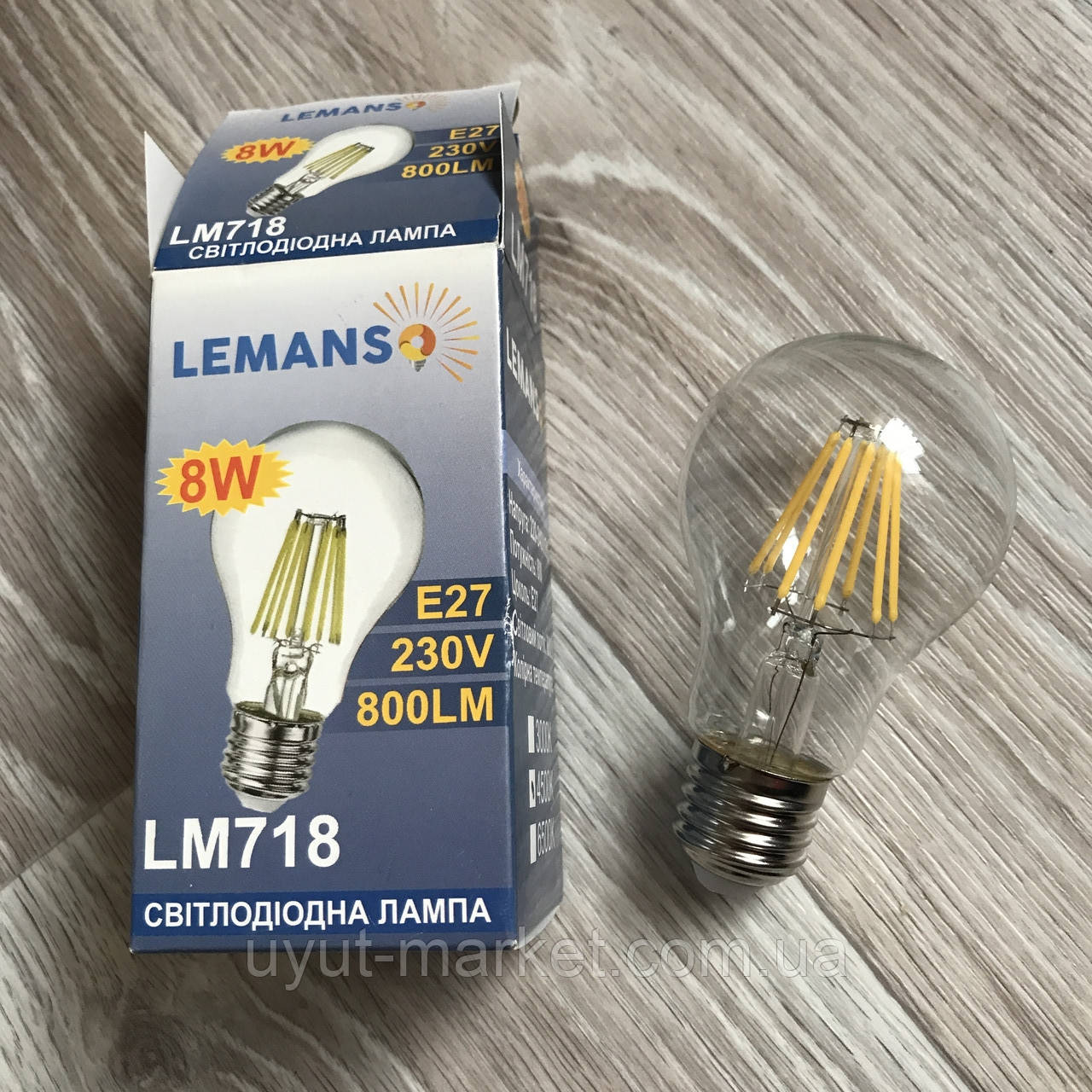 Світлодіодна прозора лампочка 8Вт E27 A55 LM718 4500K, фото 1