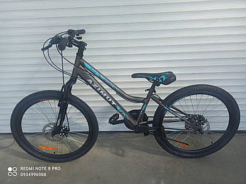Підлітковий велосипед Azimut Pixel 24"D сталева рама 12" зібраний у коробці сіро-блакитний