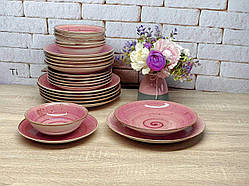 Сервіз столовий TULU porselen на 6 персон (24 шт); фарфор. арт Spiral Pink