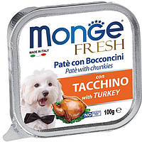 Влажный корм MONGE Монж DOG FRESH TACCHINO корм консервований для собак з индейкой, 0,1 кг