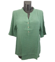 Жіноча блуза льон JJF 605 3XL оливкова