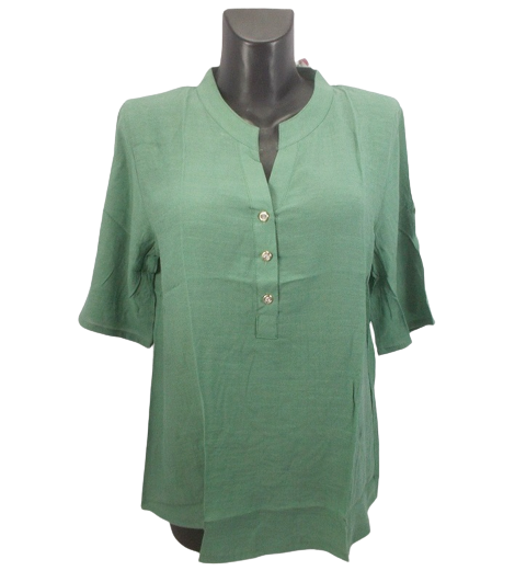 Жіноча блуза льон JJF 605 3XL оливкова