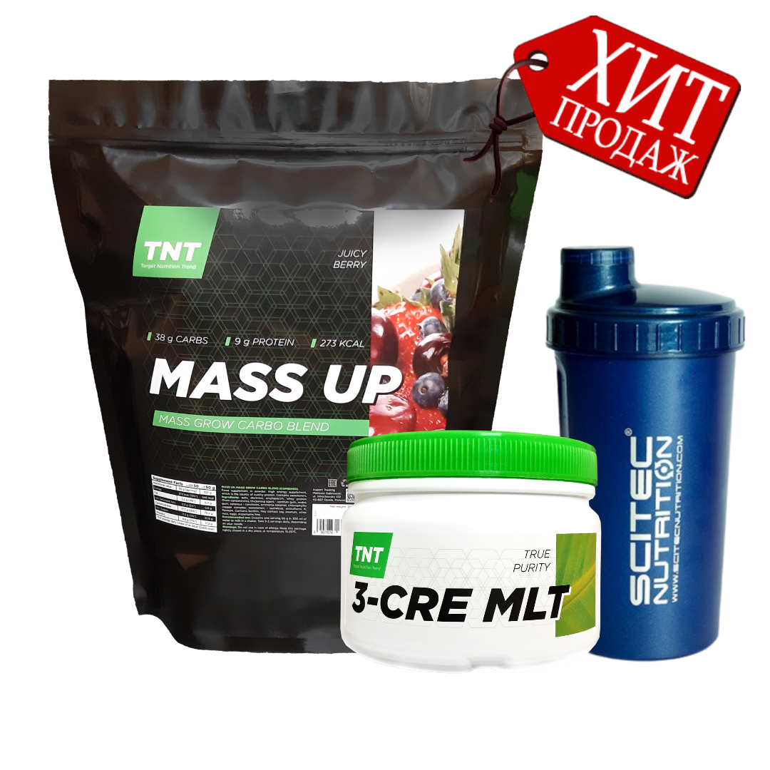 Гейнер + Креатин Масс Комплект: 2,5 кг Гейнера Польша + креатин и шейкер в подарок, фото 1