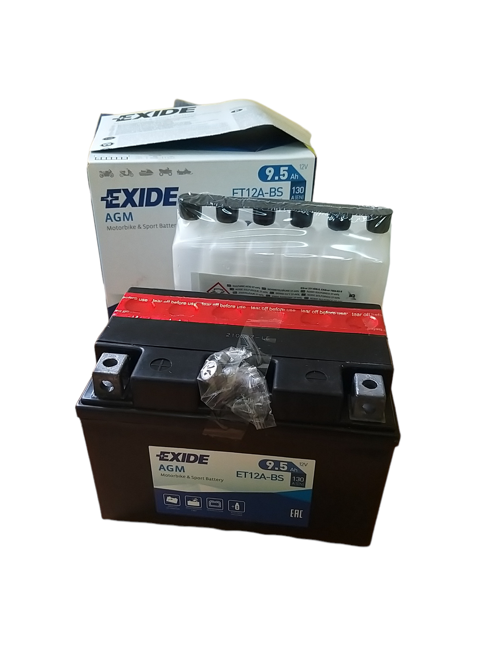 Аккумулятор сухозаряженный AGM 9,5Ah 130A EXIDE ET12A-BS = YT12A-BS - фото 1 - id-p571069555