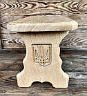 Табуретка з дерева, стілець з тризубом, лавочка з натурального дерева, висотою 25 см, фото 6
