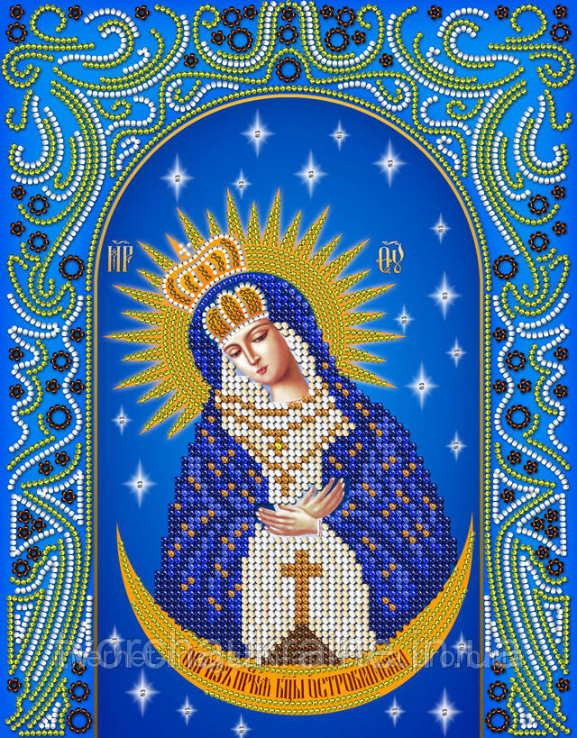 Схема на тканині для вишивання бісером Остробрамська ікона Божої Матері. А-рядок