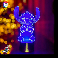 3D світильник нічник з пультом "Стіч 2" 3DTOYSLAMP