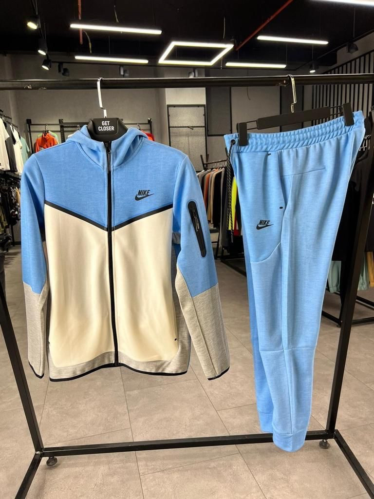 Мужской спортивный костюм Nike Tech Fleece , голубой стильный удобный ...