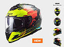 Мотошолом LS2 FF800 storm drop black yellow red + pinlock, фото 5