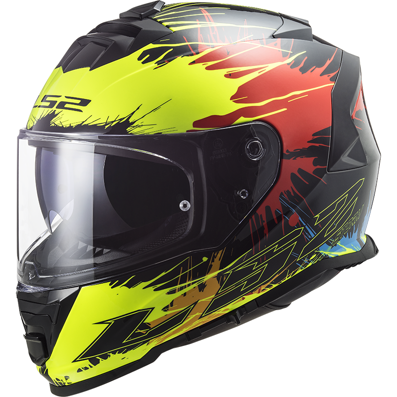 Мотошолом LS2 FF800 storm drop black yellow red + pinlock