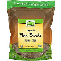 Семя льна NOW Foods, Real Food "Certified Organic Flax Seeds" сертифицированное, органическое, цельное (907 г)