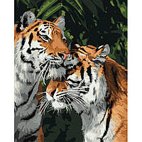 Go Красивая картина раскраска по номерам цифрам "Тигриная любовь" Идейка KHO4301 40х50 см живопись рисование