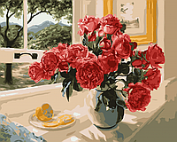 Go Красивая картина раскраска по номерам цифрам Art Craft "Розы на подоконнике" 40*50 см 12115-AC живопись