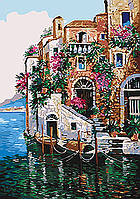 Lb Красивая картина раскраска по номерам цифрам Морской пейзаж "Цвета Тосканы" KHO2736, 35х50 см живопись