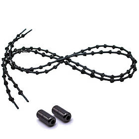 Шнурки для взуття з вузликами еластичні з металевими фіксаторами кінців шнурка VOLRO Чорний (vol-503)