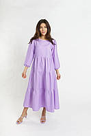 Платье женское ярусное льняное миди фиолетовое Modna KAZKA MKBS1353